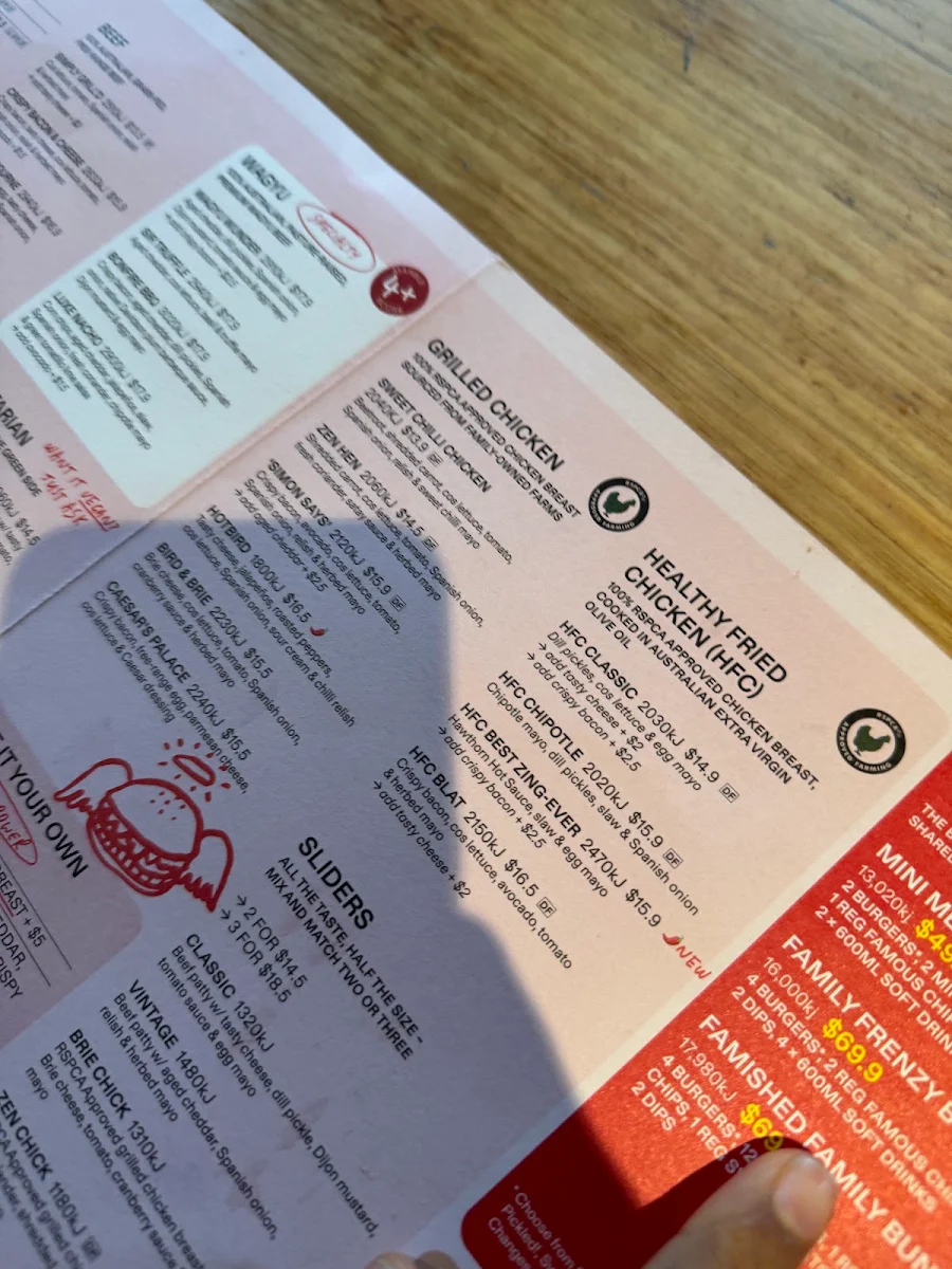 Menu, Grill'd Burgers - Glen Waverley