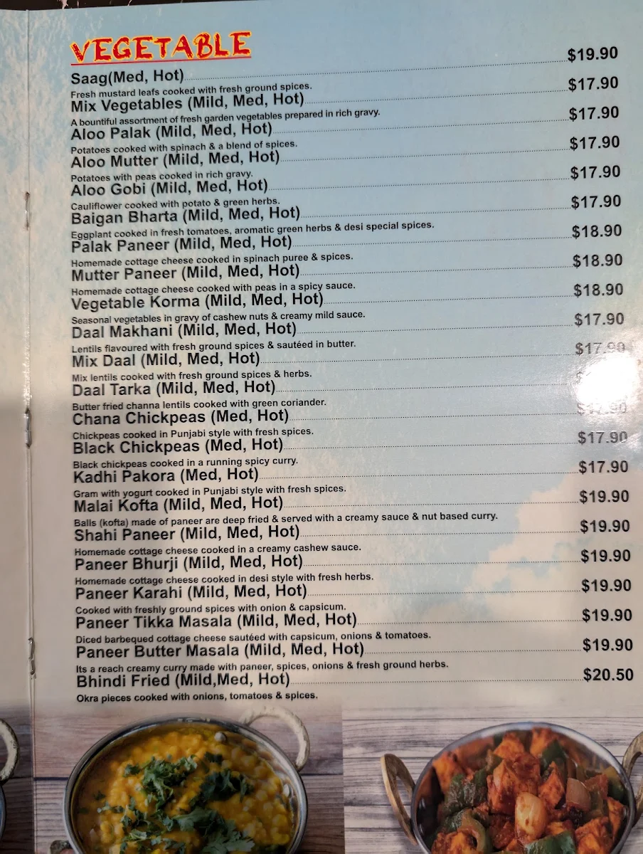 Menu, Mazaidar Foods