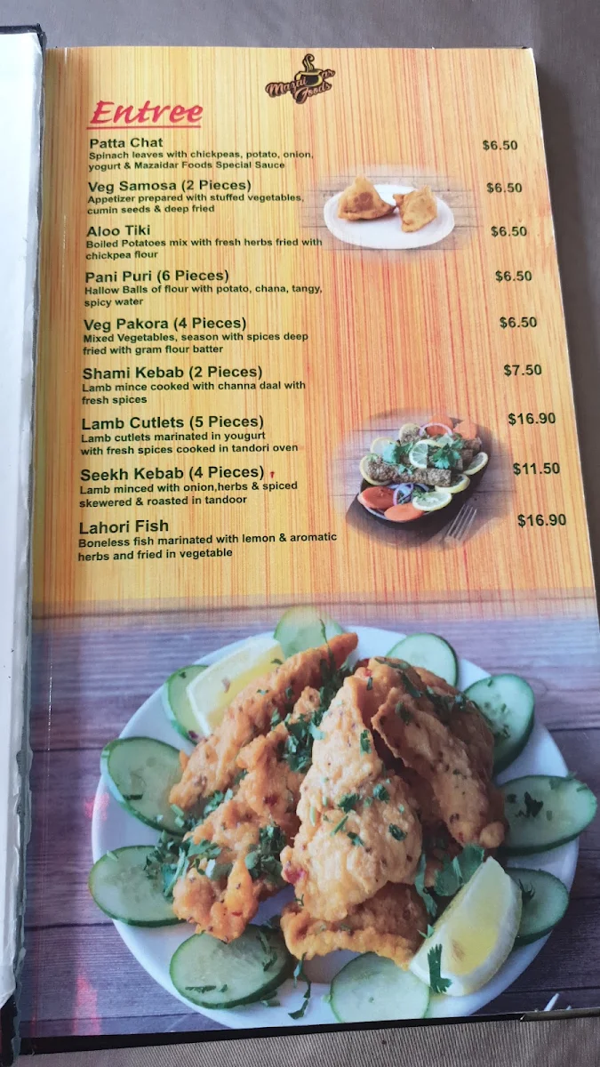 Menu, Mazaidar Foods