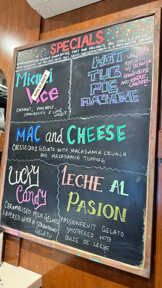 Menu, Gelato Messina Surry Hills