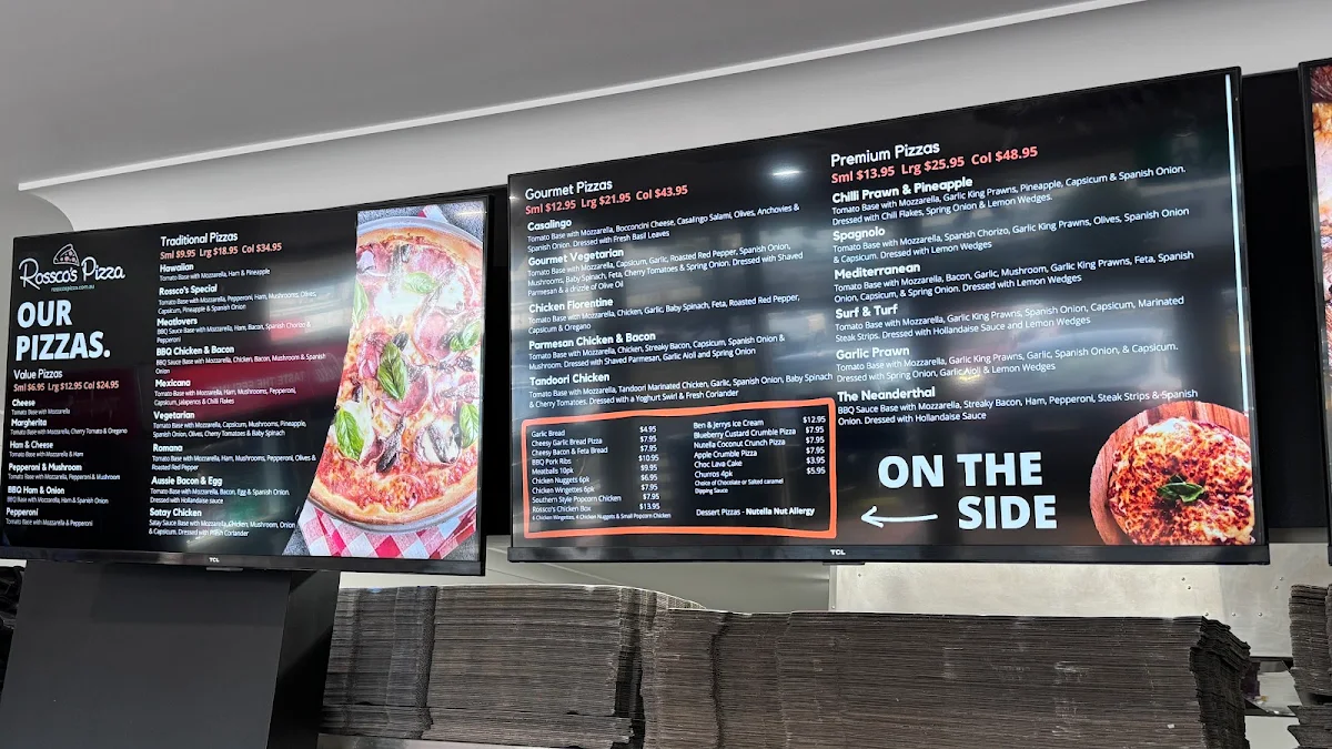 Menu, Rossco’s Pizza