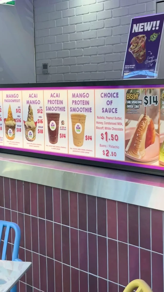 Menu, Acai Vibe