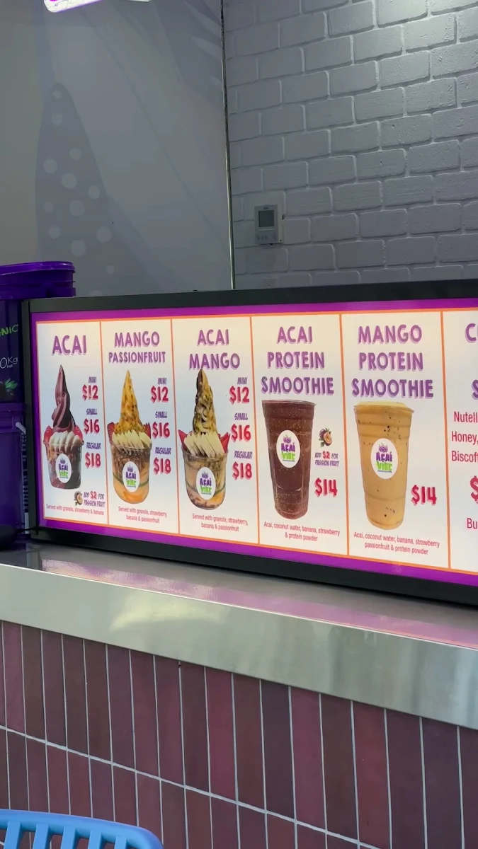 Menu, Acai Vibe