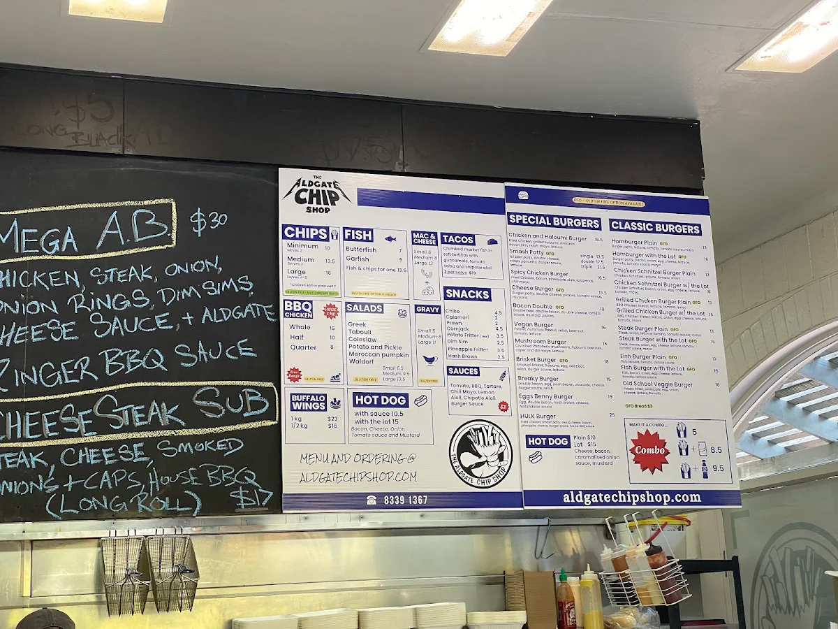 Menu, The Aldgate Chip Shop