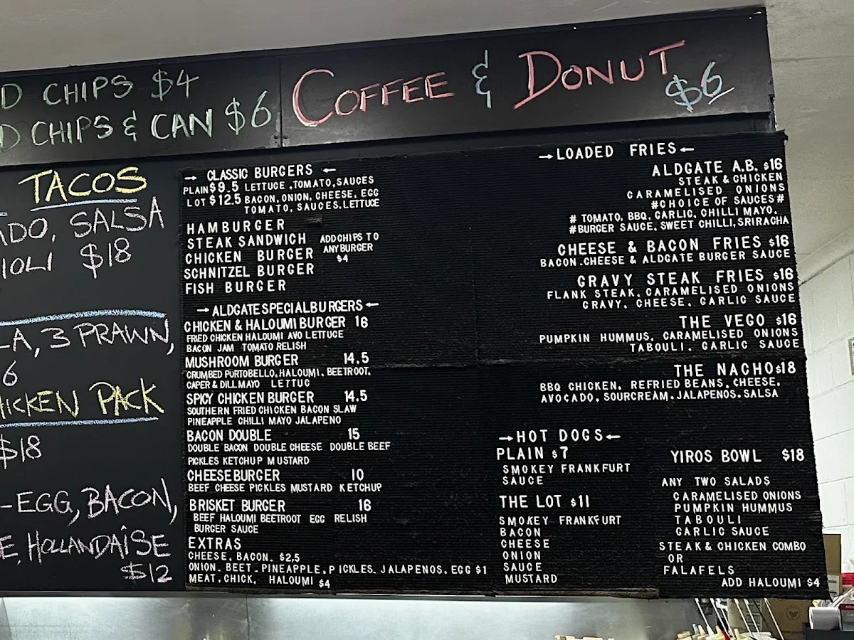 Menu, The Aldgate Chip Shop