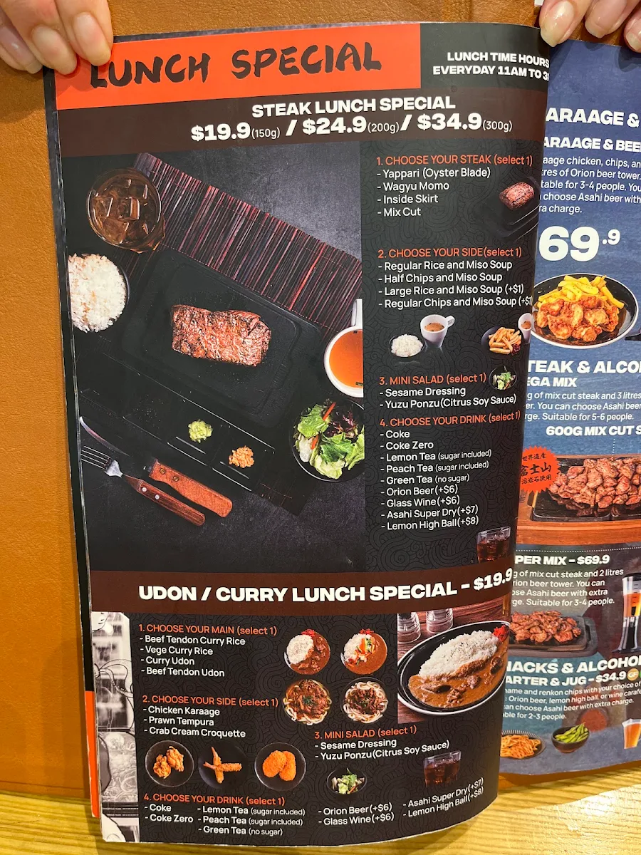 Menu, Yappari Steak Swanston Melbourne