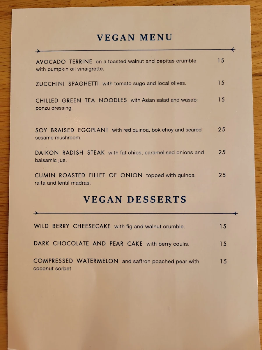 Menu, Rambla On Swan