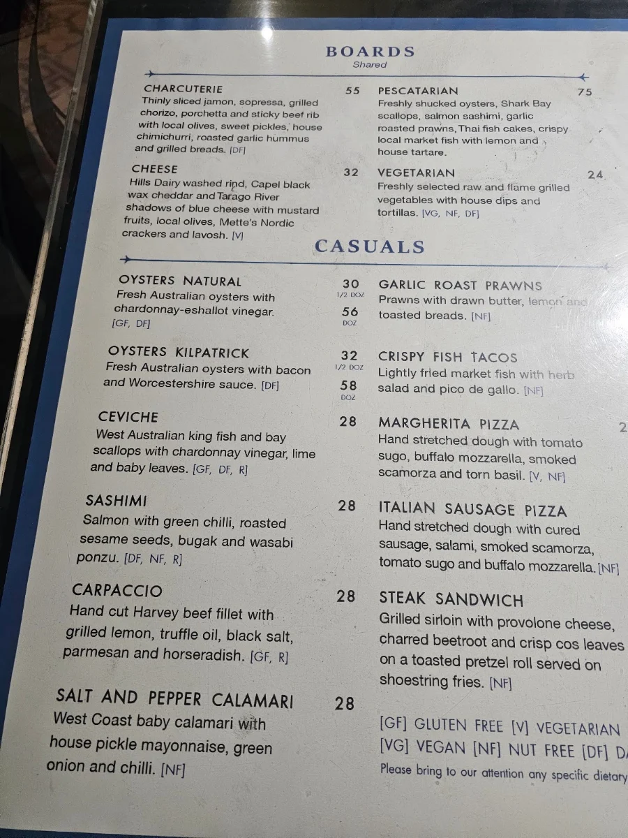 Menu, Rambla On Swan