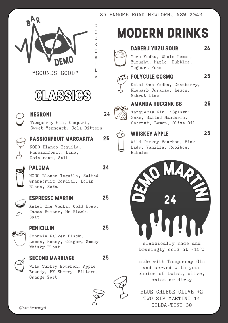 Menu, Bar DEMO
