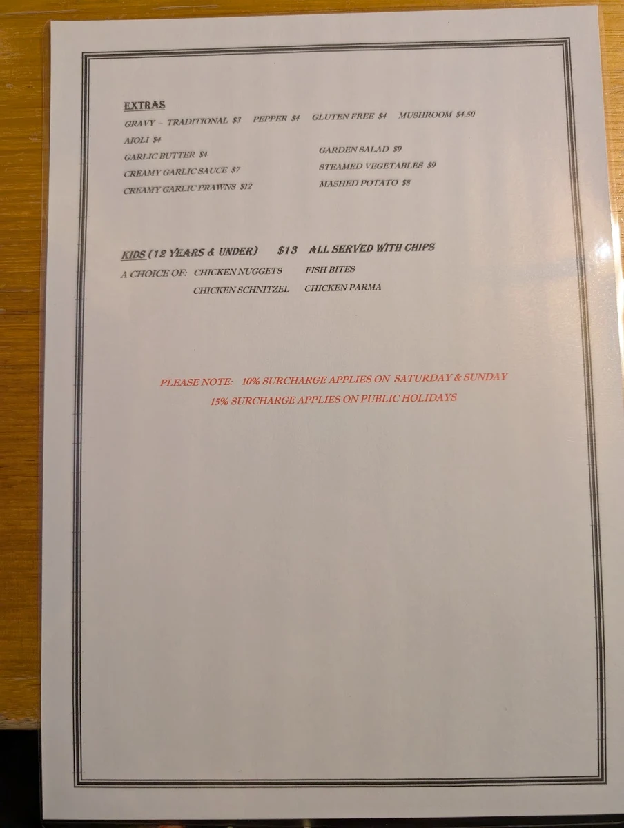 Menu, Bucky Bistro at Buxton Hotel
