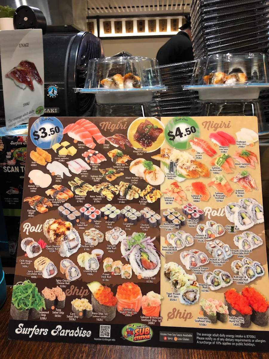 Menu, Sushi Train Surfers Paradise