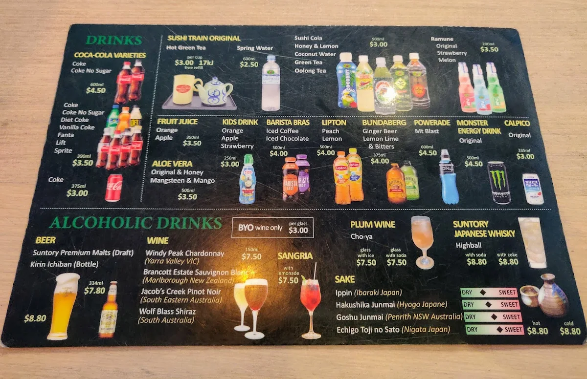 Menu, Sushi Train Surfers Paradise