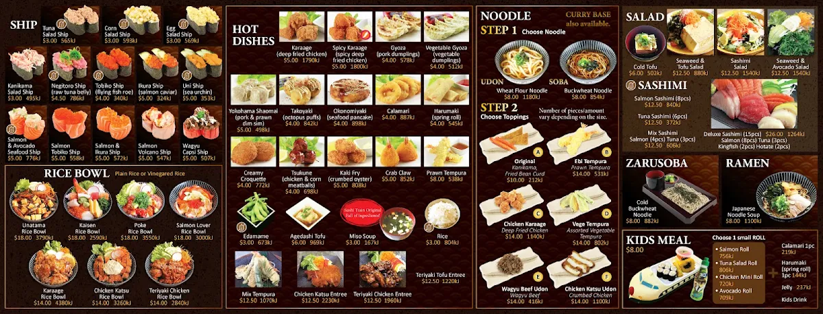 Menu, Sushi Train Surfers Paradise