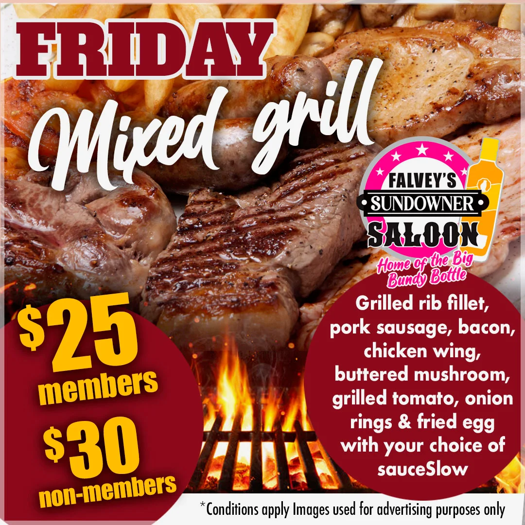 Menu, Falvey's Sundowner Saloon