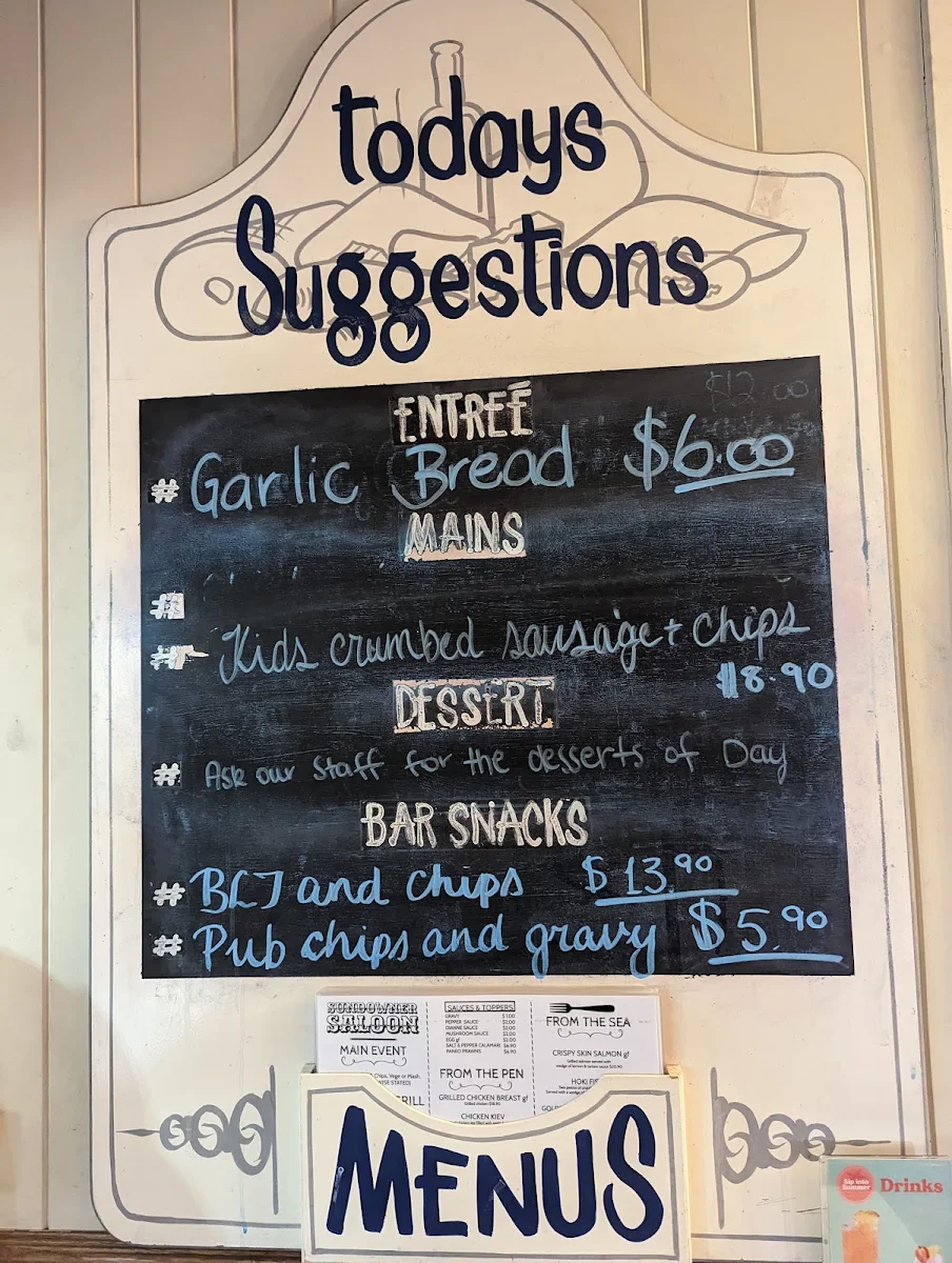 Menu, Falvey's Sundowner Saloon