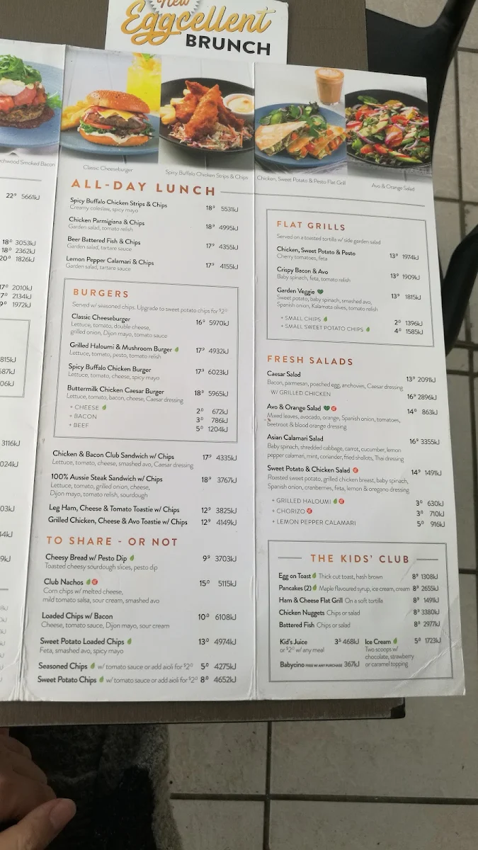 Menu, The Coffee Club