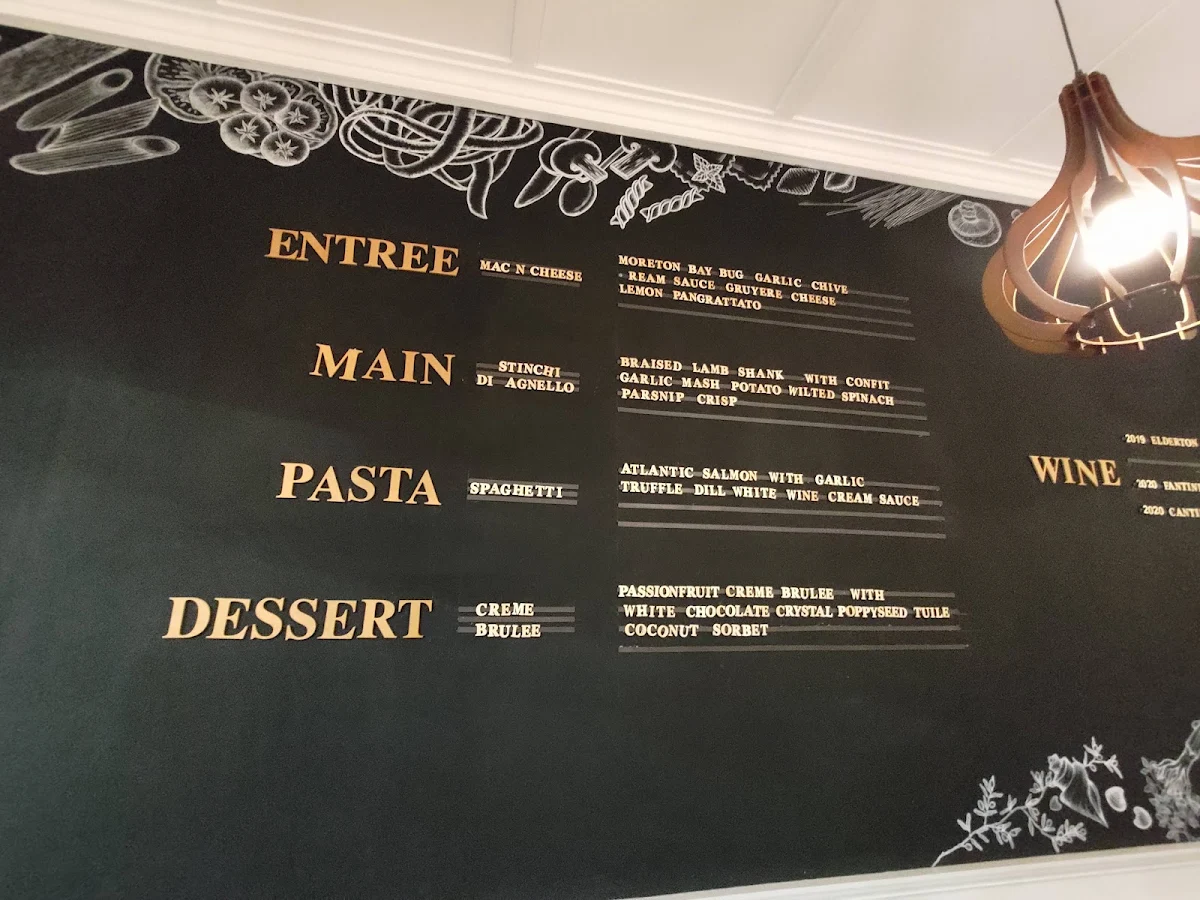 Menu, Bellocale Italian Seafood Restaurant