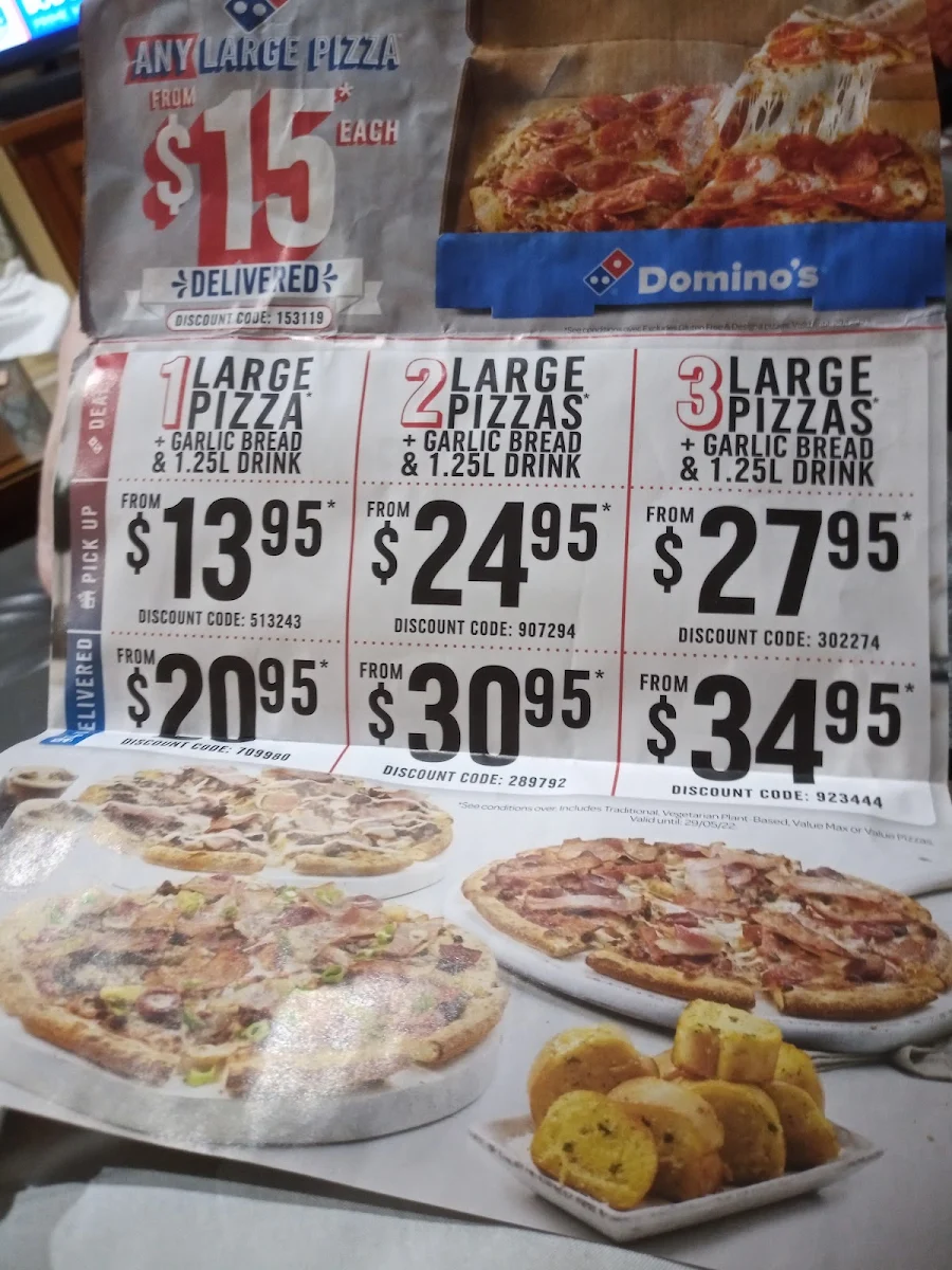 Menu, Domino's Pizza Glenmore Park NSW