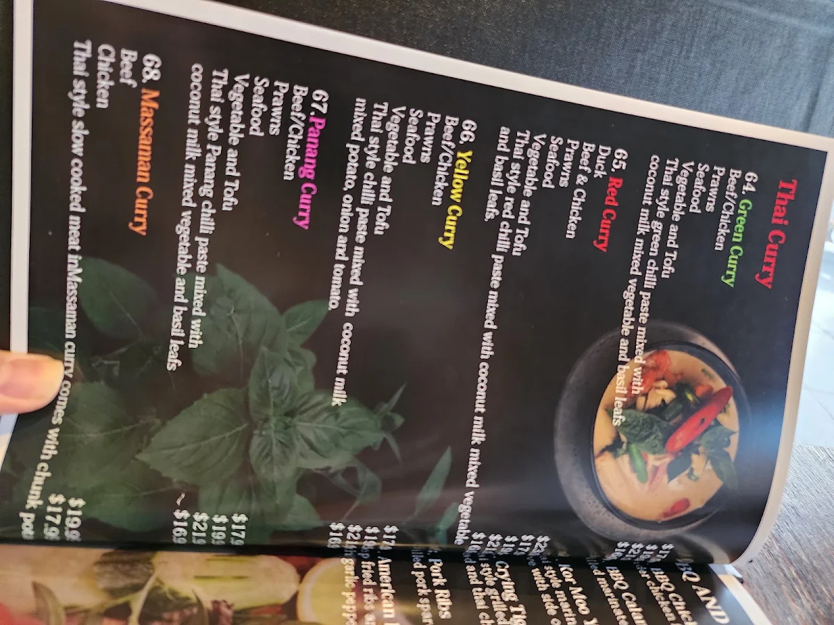 Menu, Nakorn Thai Restaurant & Bar