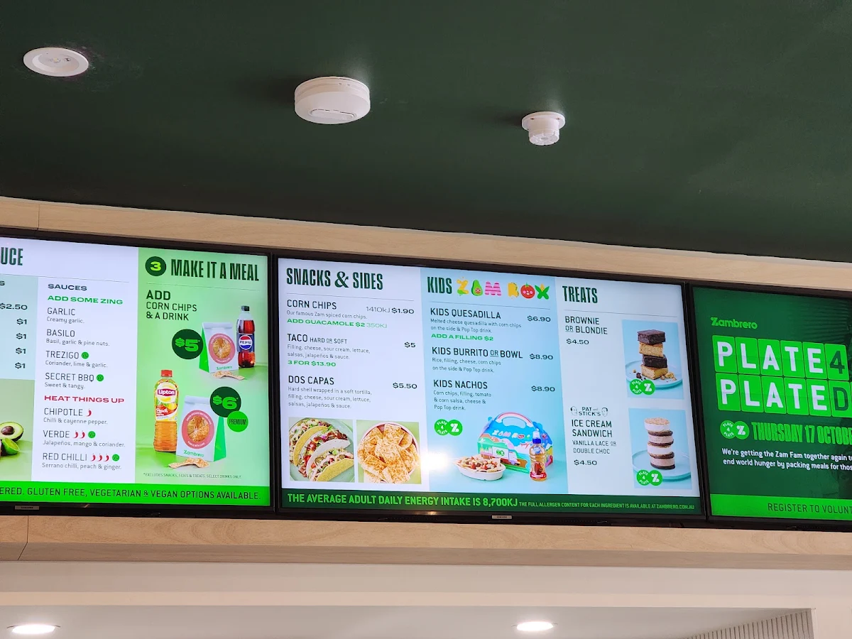 Menu, Zambrero Bentleigh