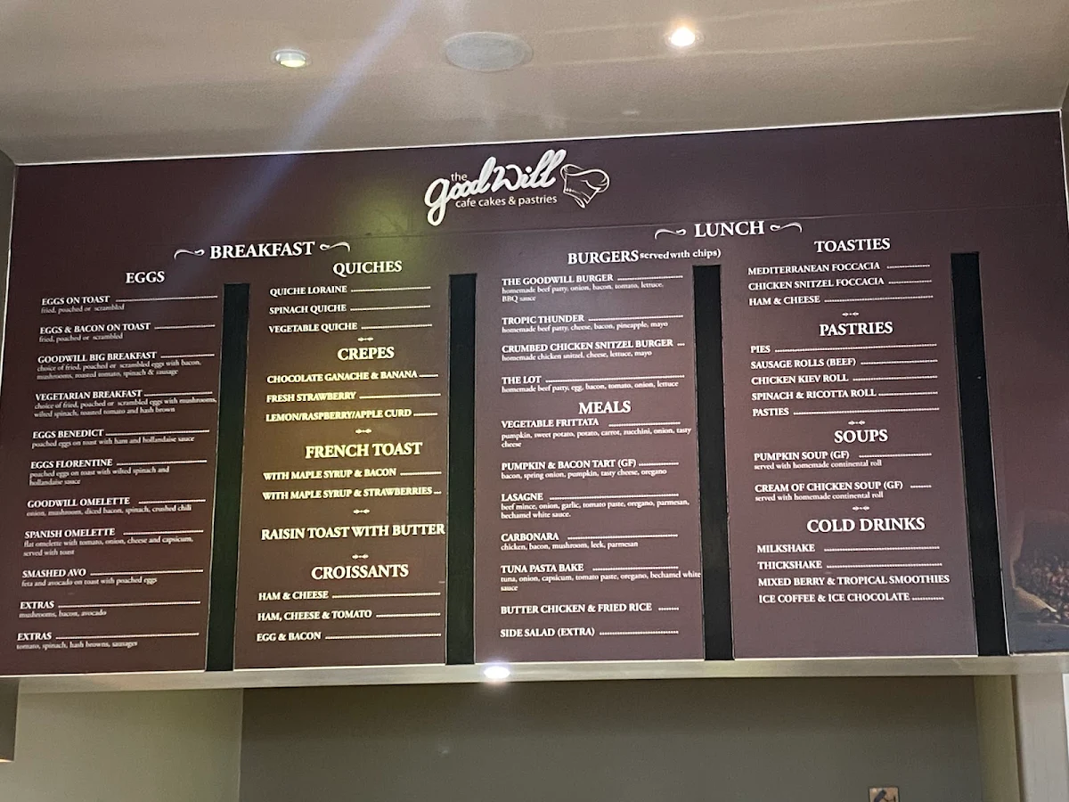 Menu, The Goodwill Cafe