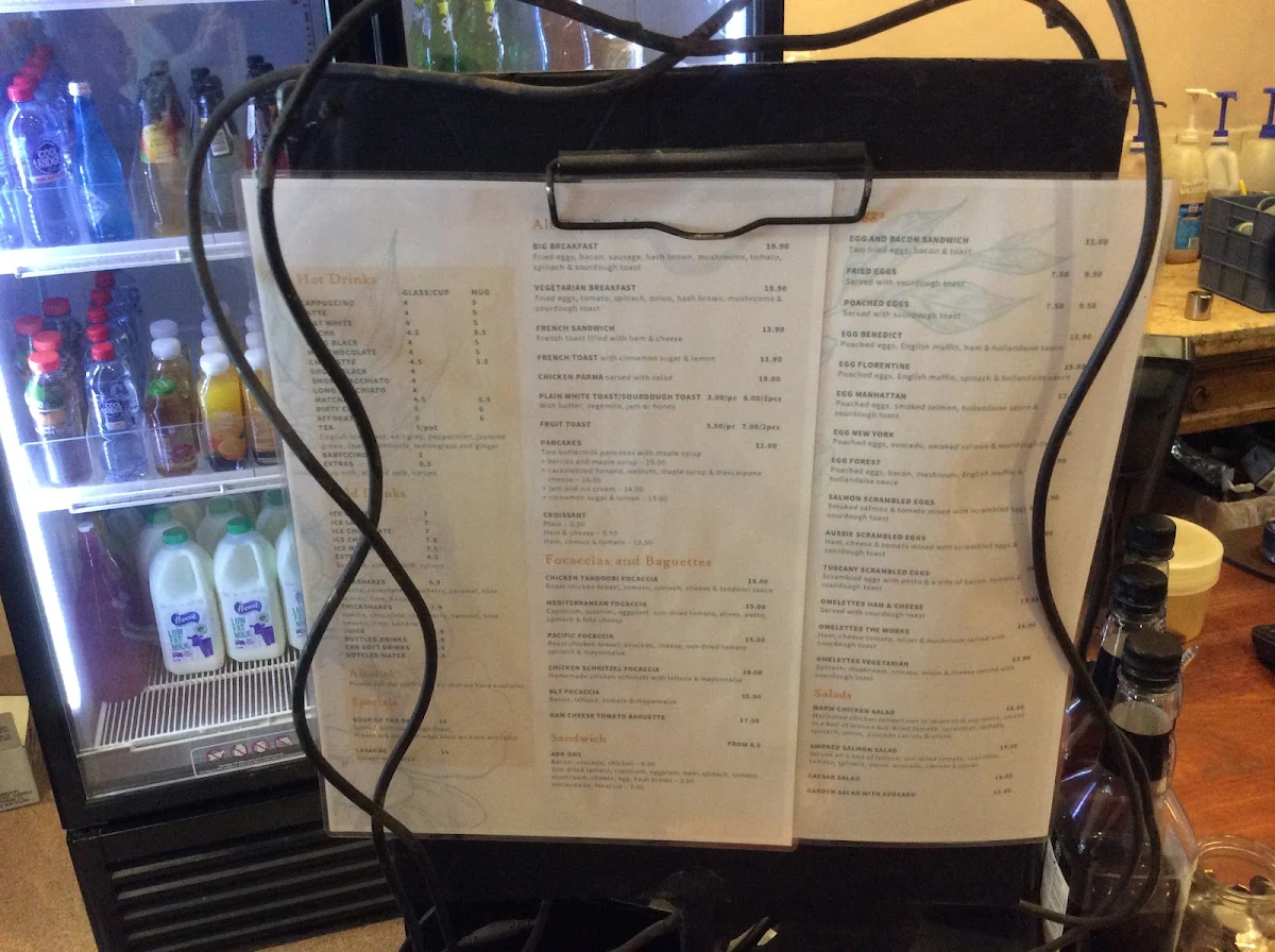 Menu, Culinaria Cafe
