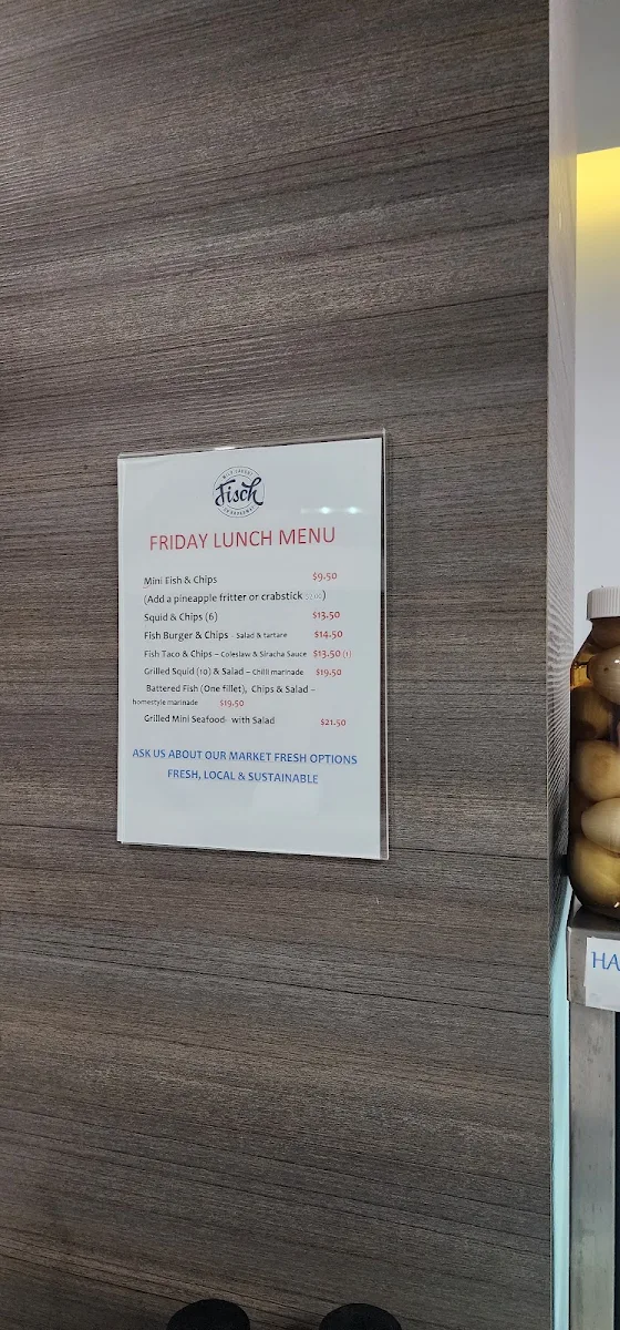 Menu, Fisch on Broadway