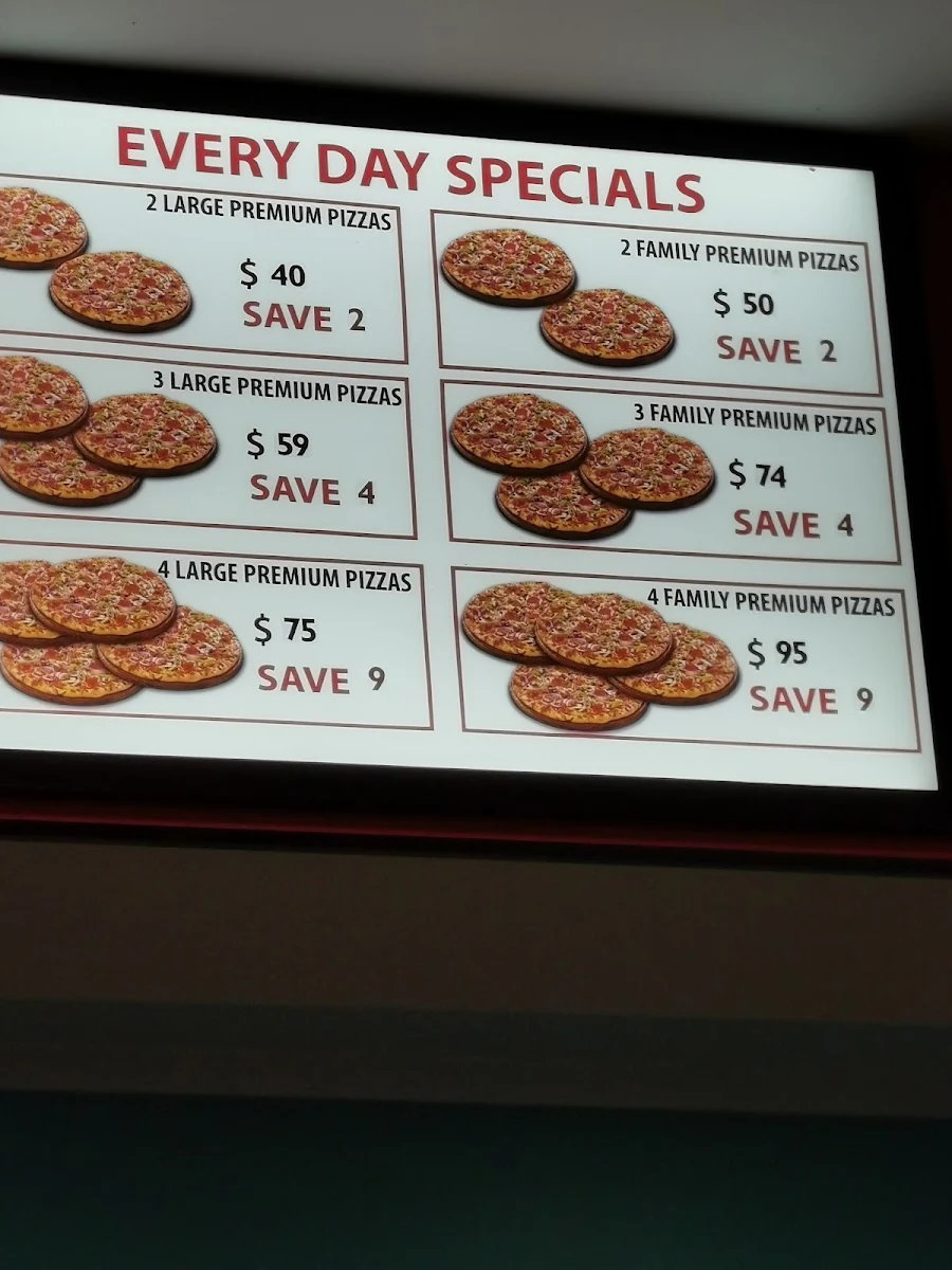 Menu, Noranda Pizza