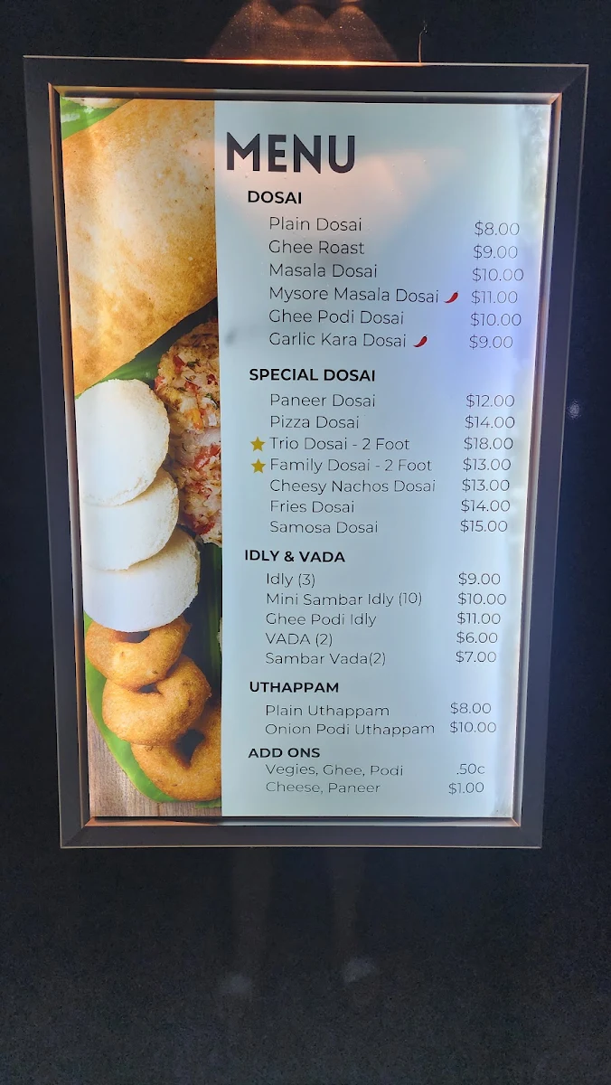 Menu, Dosai on Main North Road