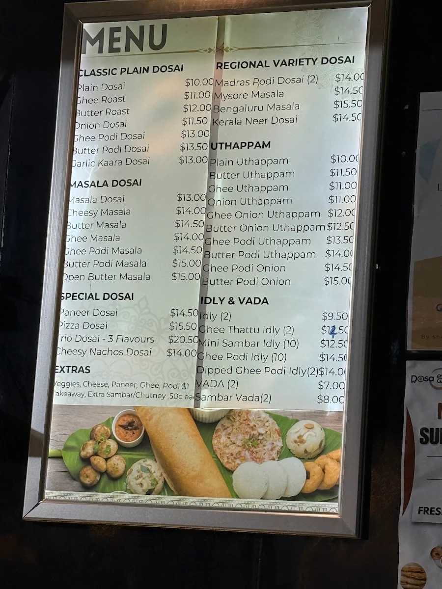 Menu, Dosai on Main North Road