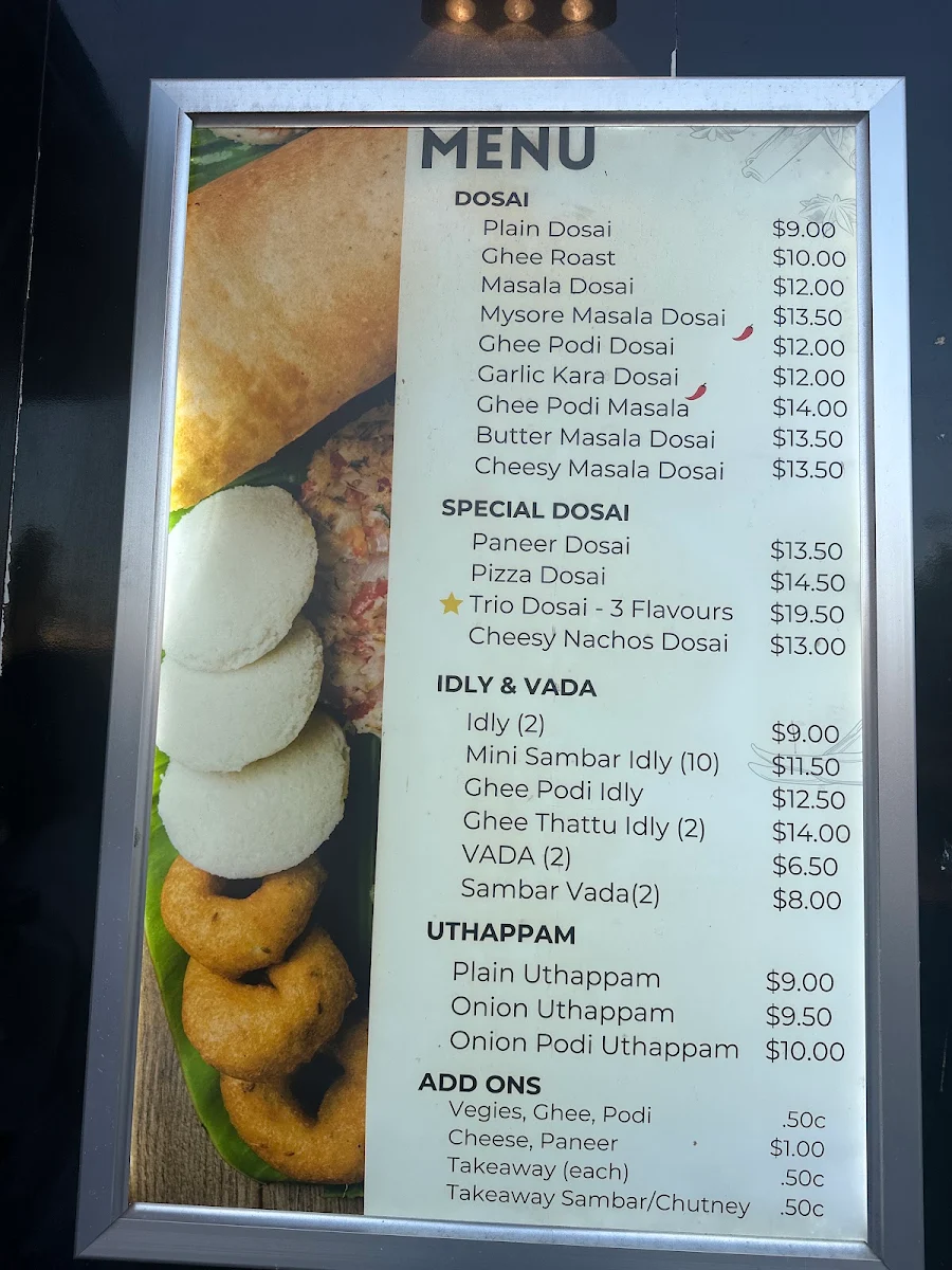 Menu, Dosai on Main North Road