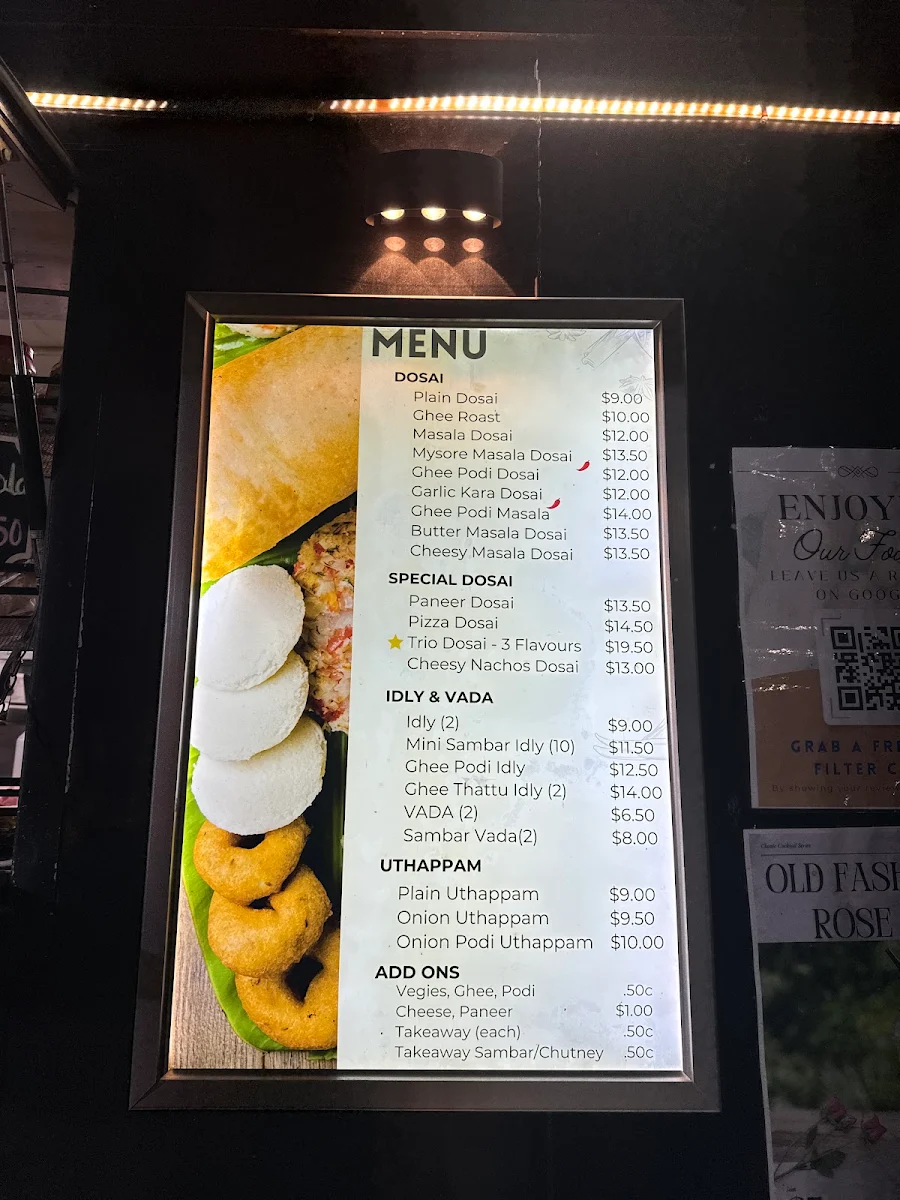 Menu, Dosai on Main North Road