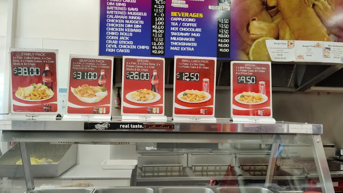 Menu, Benalla fish and chips