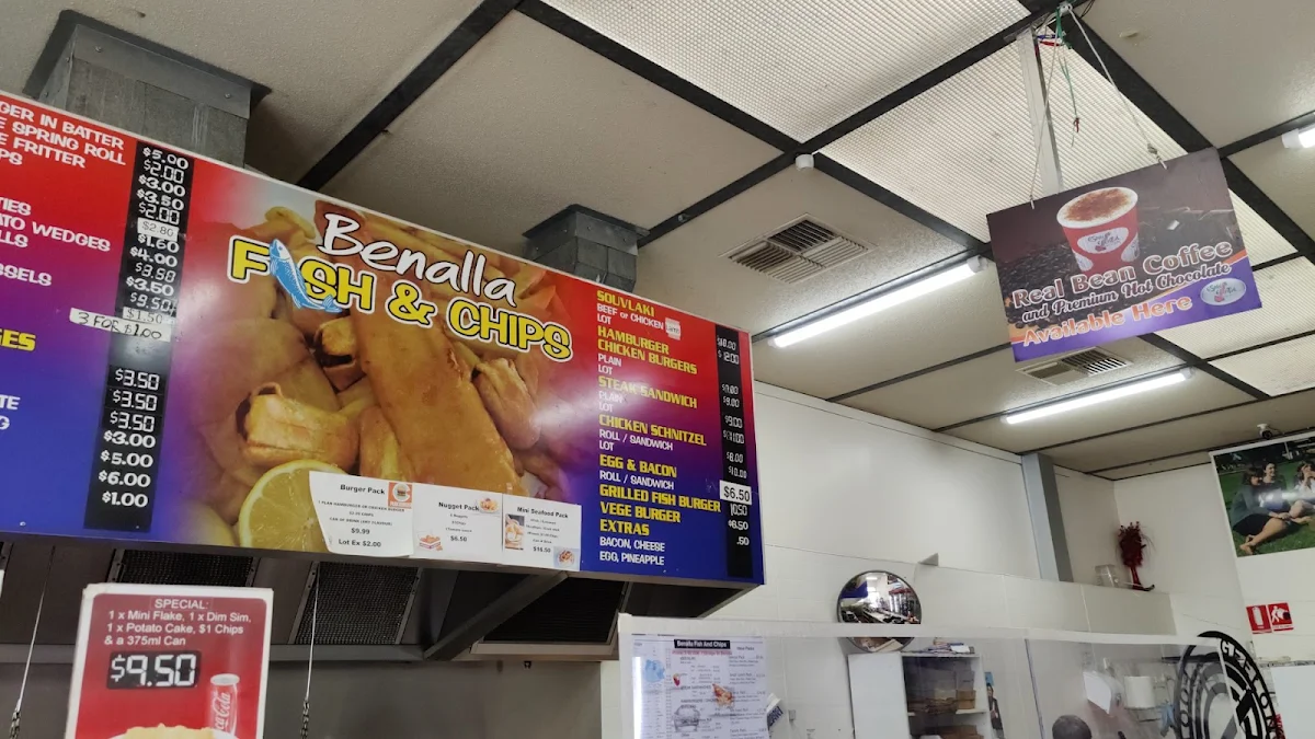 Menu, Benalla fish and chips