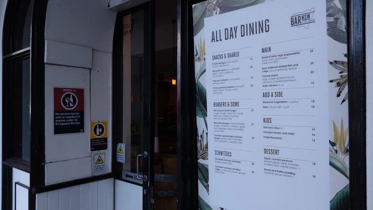 Menu, Bar NSW