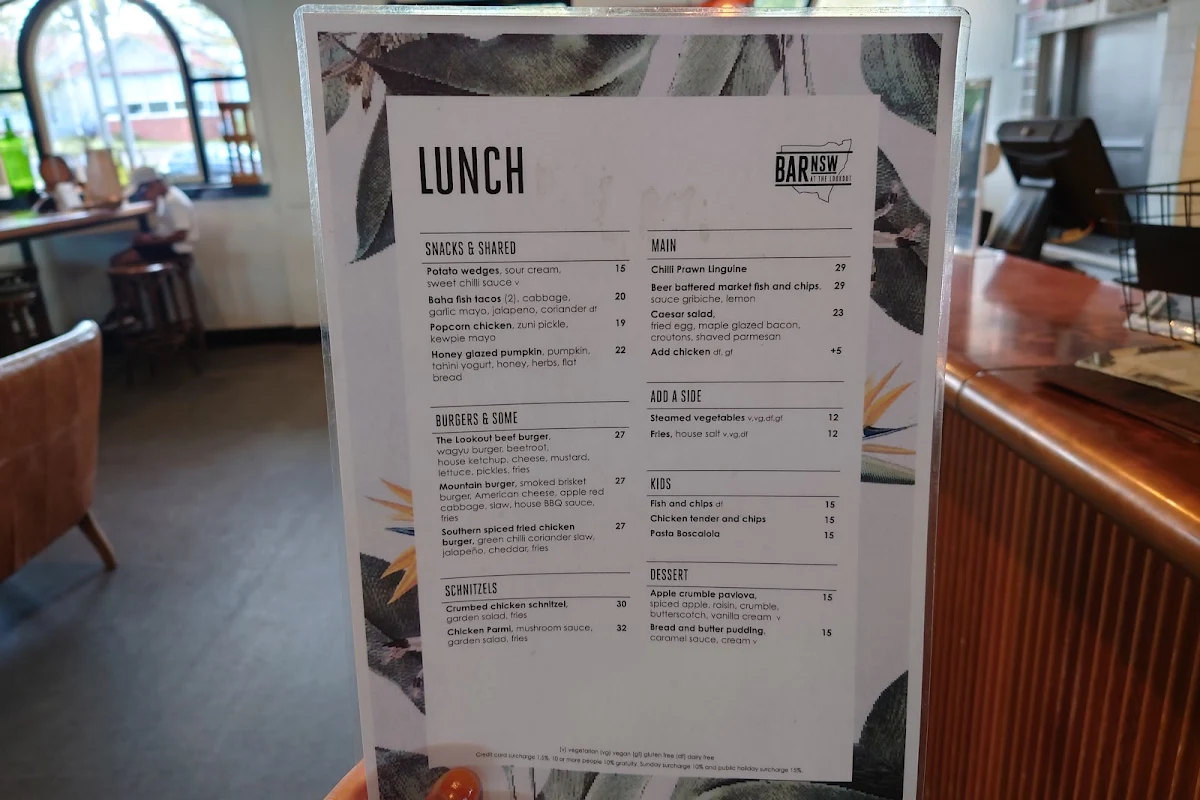 Menu, Bar NSW