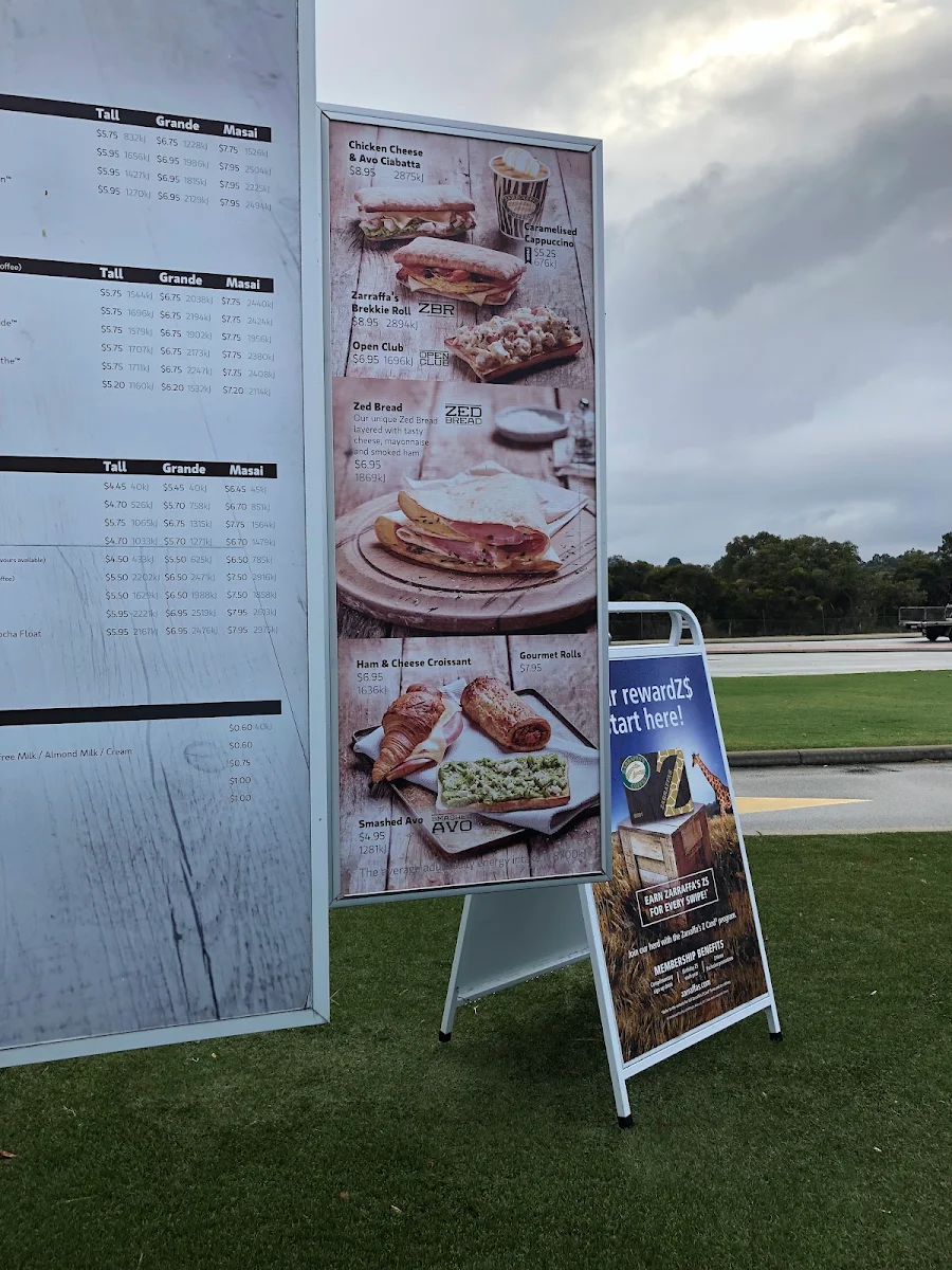 Menu, Zarraffa's Coffee Canning Vale