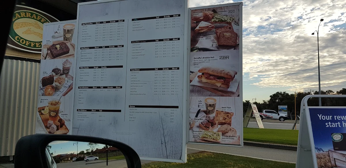 Menu, Zarraffa's Coffee Canning Vale