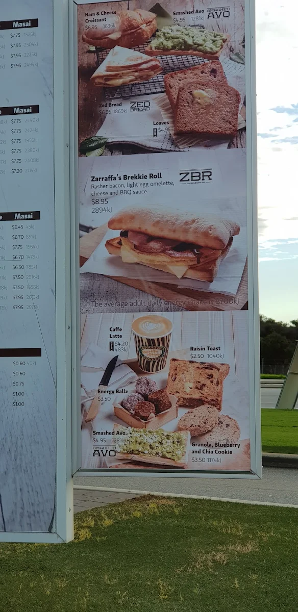 Menu, Zarraffa's Coffee Canning Vale