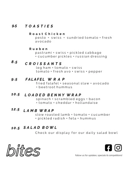 Menu, Cleanskin Coffee Co