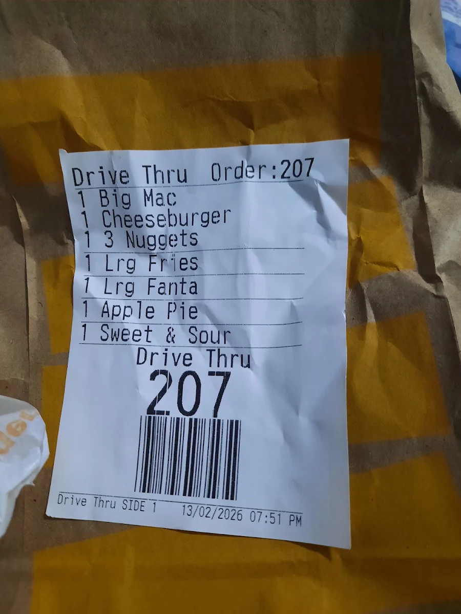 Menu, McDonald`s Halls Head
