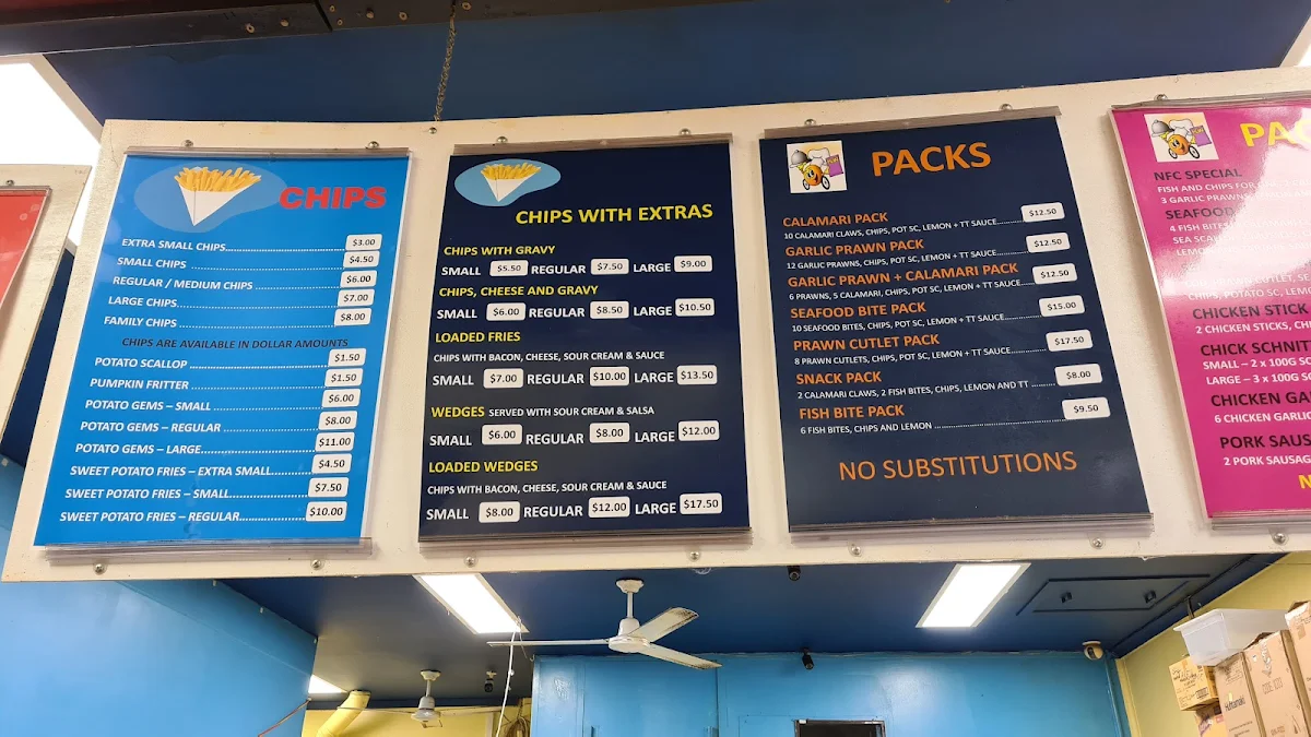 Menu, Narangba Fish and Chippery