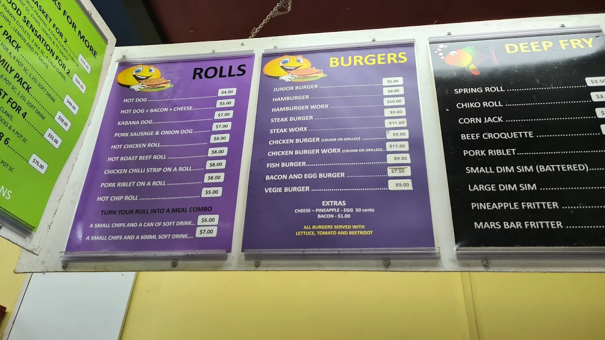 Menu, Narangba Fish and Chippery
