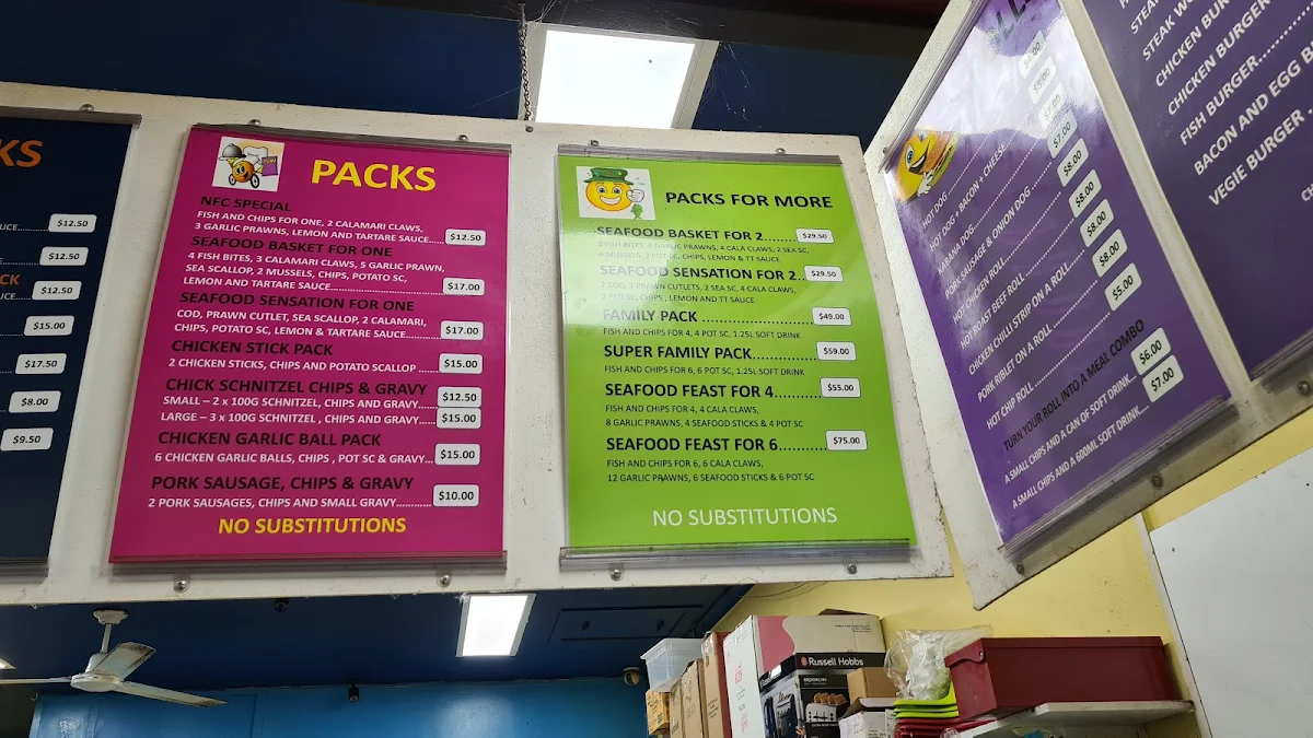 Menu, Narangba Fish and Chippery