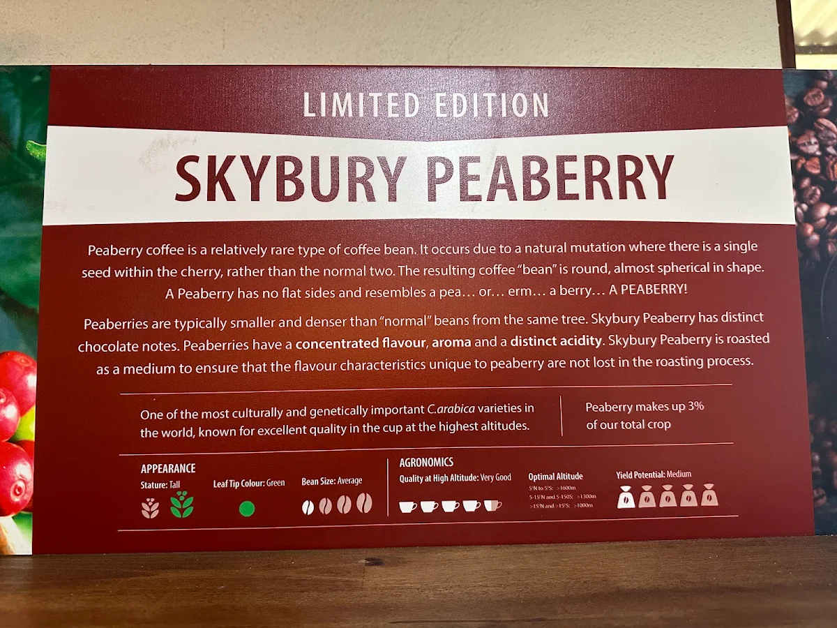 Menu, Skybury Cafe & Roastery