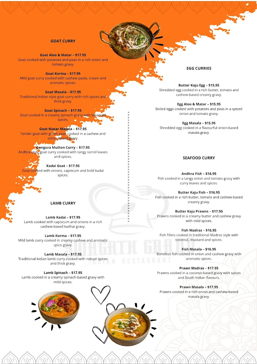 Menu, Swagath Grand Ringwood