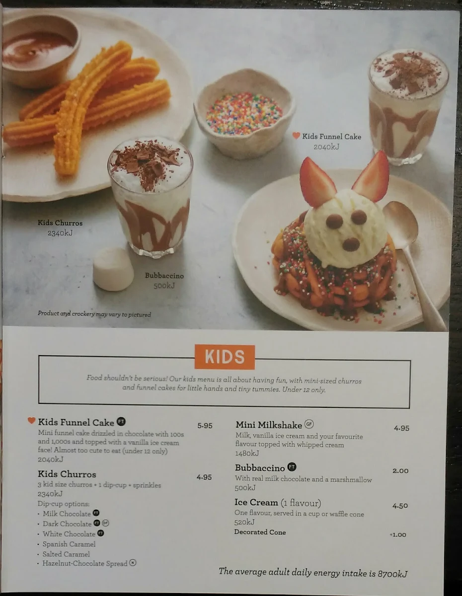 Menu, San Churro Penrith