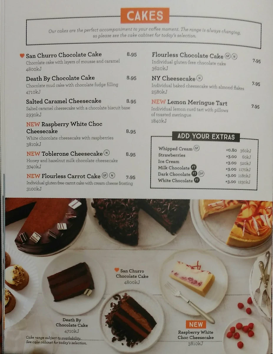 Menu, San Churro Penrith