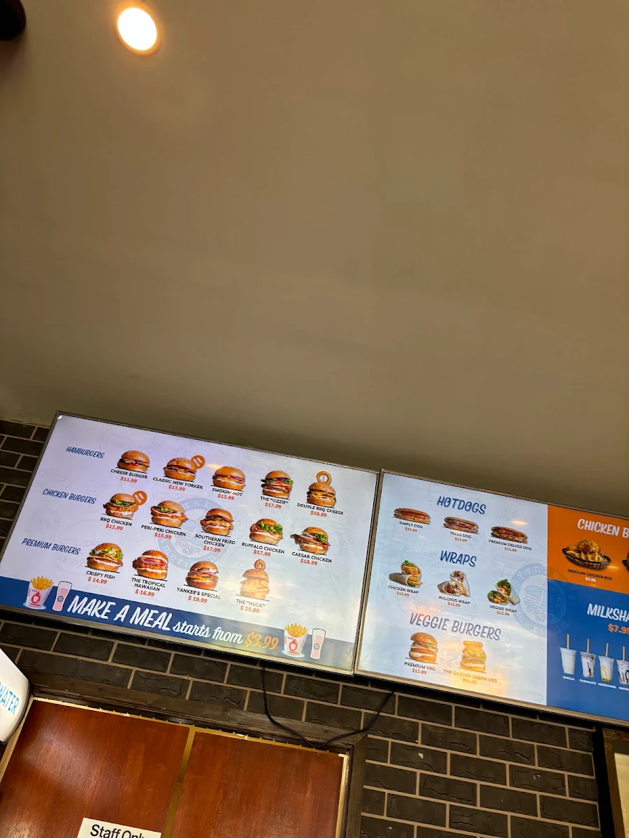 Menu, Yankee's Burger Bar - Mile end