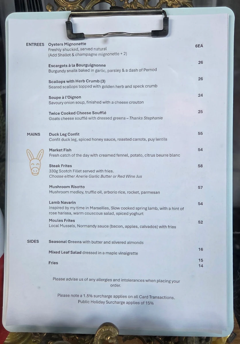Menu, Anerie